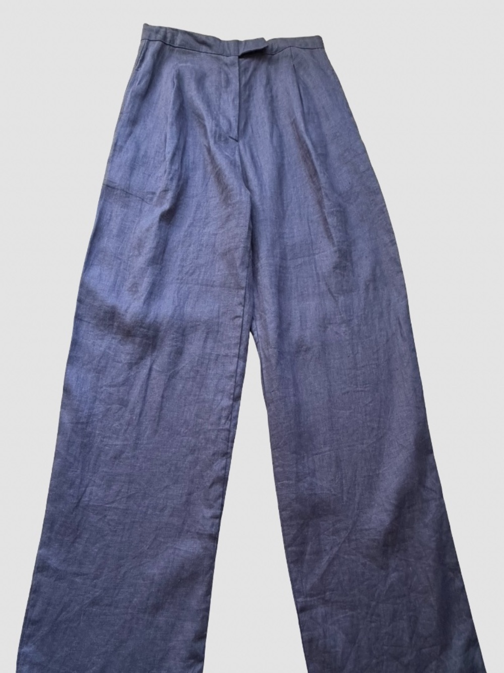 Faithfull The Brand Blue Linen Wide Leg Summer Coastal Vacation Pants-Sz-!0X31"